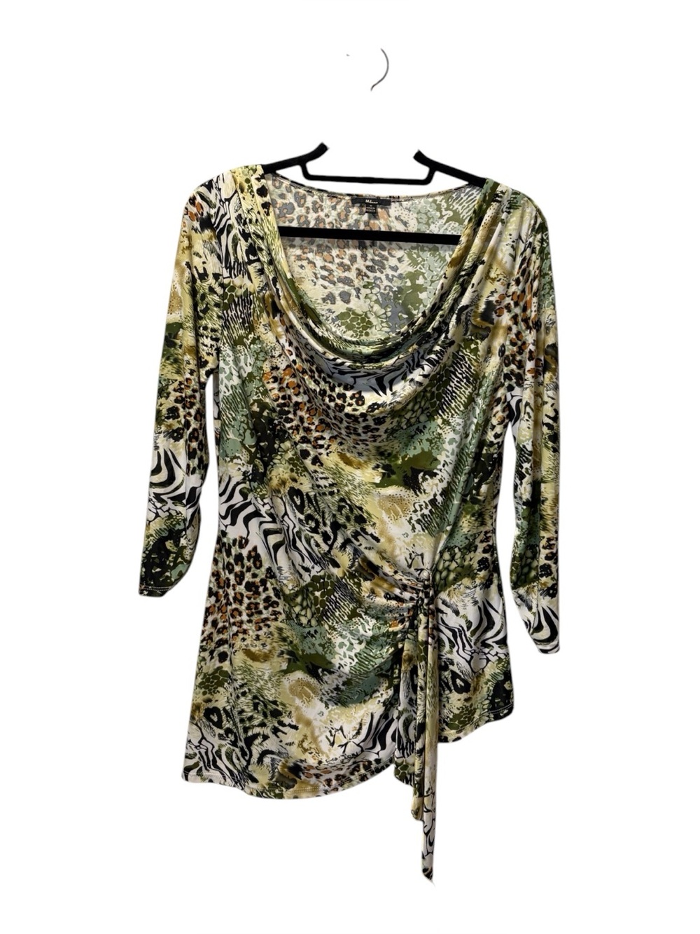 Milano Green Multi-Print Cowl Neck Tunic